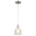 Westinghouse One-Light Indoor Mini Pendant Brushed Nkl, Clear Crackle Glass 6309200